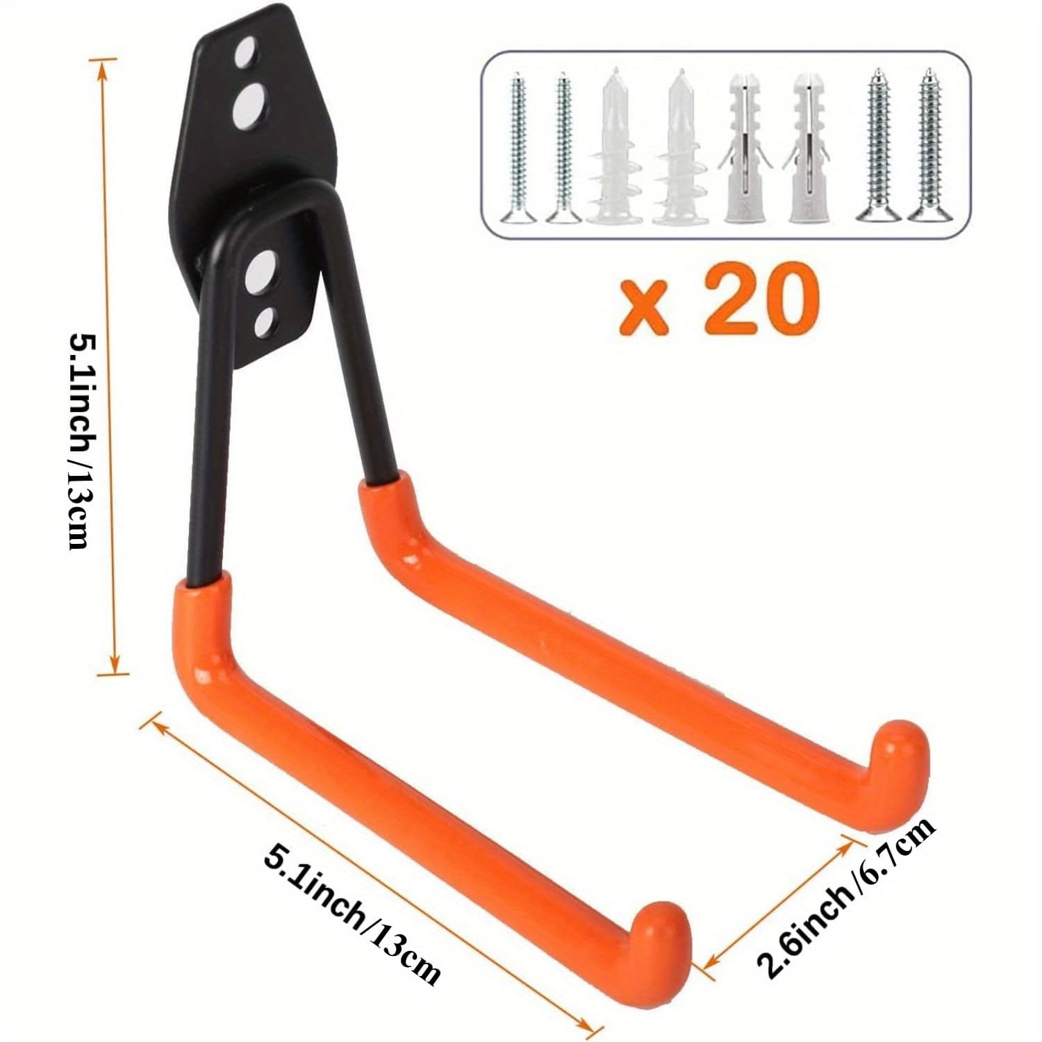 Crochets Garage Muraux — Lot de 20 Heavy Duty 3