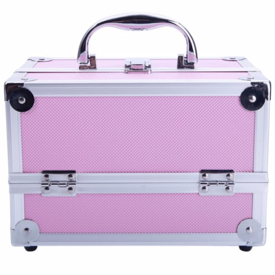 Boîte Maquillage Portable Aluminium Rose — Miroir Intégré 6