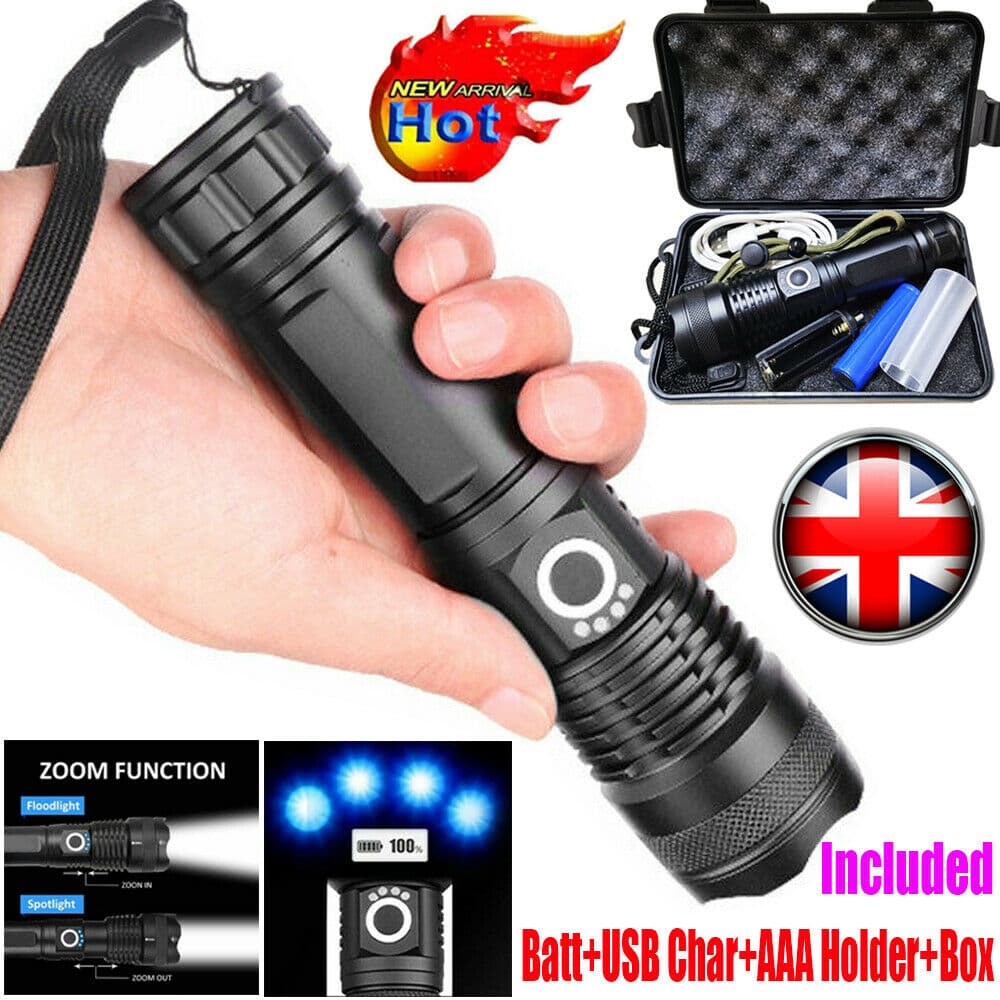 Lampe Torche Tactique Rechargeable — 5 Modes IPX7 7