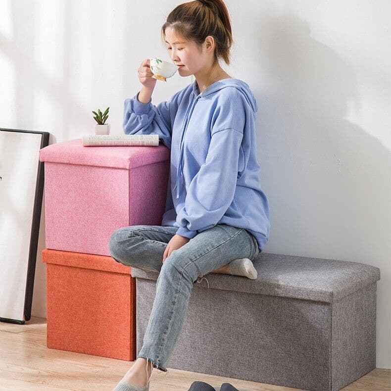 Pouf Coffre Pliable — Tabouret et Rangement 2-en-1 6