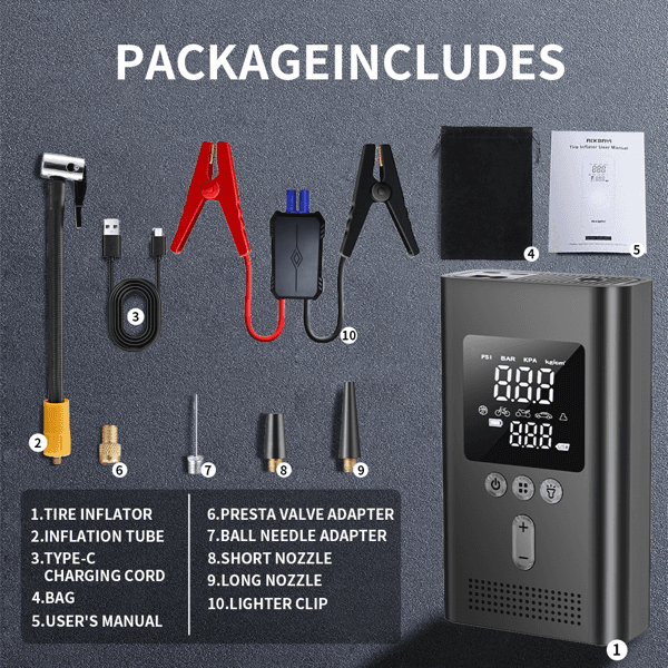 Booster Batterie + Compresseur 150 PSI — Dépannage 2-en-1 6