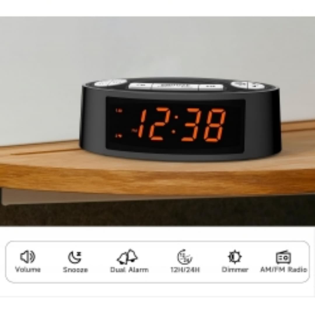 Radio Réveil FM — Double Alarme et Snooze Digital 4