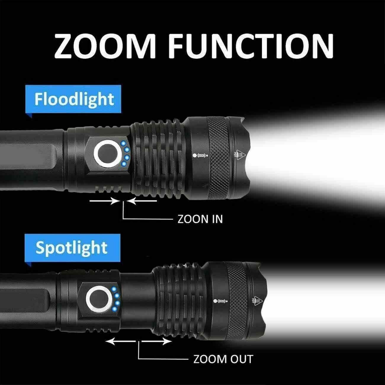 Lampe Torche Tactique Rechargeable — 5 Modes IPX7 4